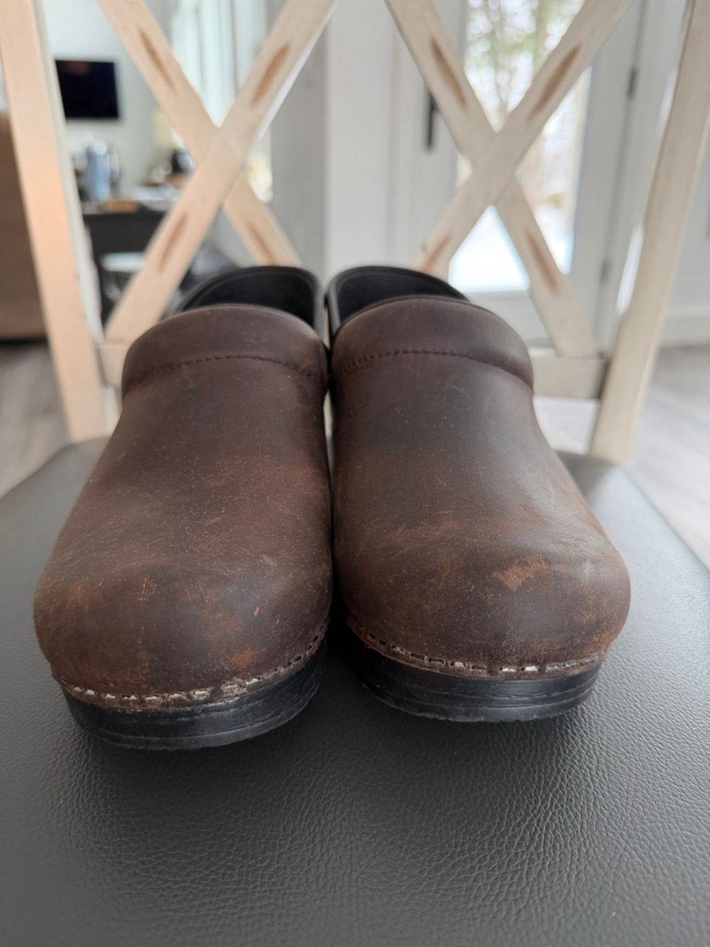 Dansko Brown Leather Slip-On Clogs